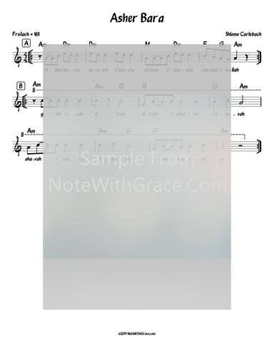 Asher Bara Lead Sheet (Shlomo Carlebach)-Sheet music-NoteWithGrace.com