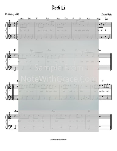 Dodi Li Lead Sheet (Israeli Folk Song)-Sheet music-NoteWithGrace.com