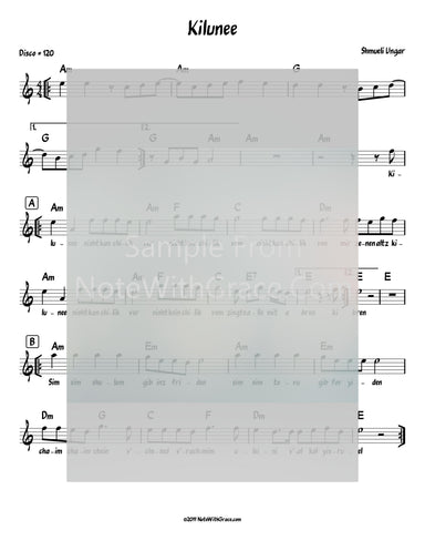 Kilunee Lead Sheet (Shmueli Ungar) Album: Single 2019-Sheet music-NoteWithGrace.com