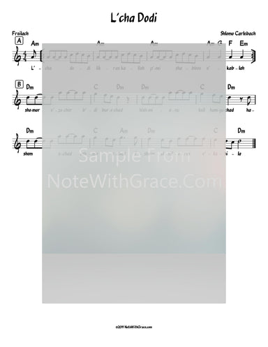 L'cha Dodi Lead Sheet (Shlomo Carlebach)-Sheet music-NoteWithGrace.com