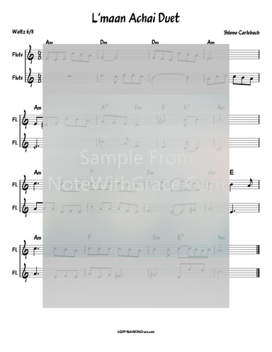 L'maan Achai Lead Sheet (Shlomo Carlbach)-Sheet music-NoteWithGrace.com