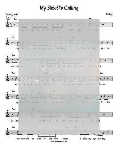 My Shtetl's Calling Lead Sheet (8th day) Album Stronger Closer 2018-Sheet music-NoteWithGrace.com
