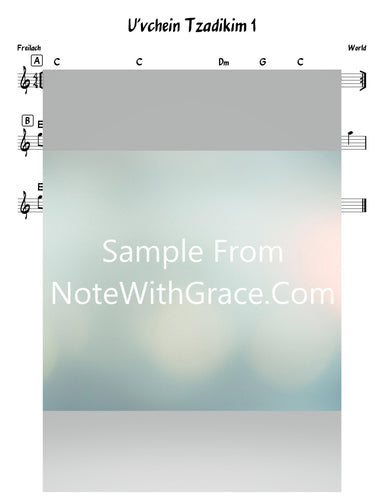 Uv'chein Tzadikim 1 Lead Sheet (Traditional)-Sheet music-NoteWithGrace.com