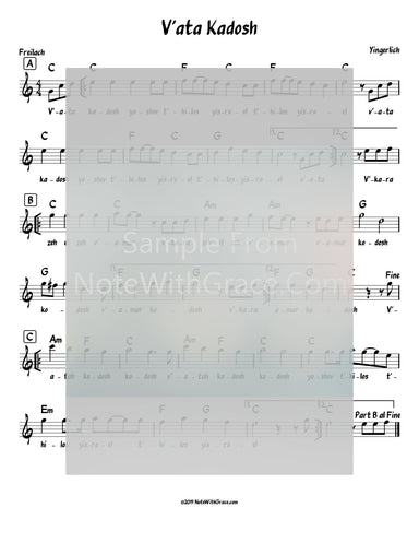 V'ata Kodosh Lead Sheet (Yingerlach) Album: Yingerlich Released 2018-Sheet music-NoteWithGrace.com
