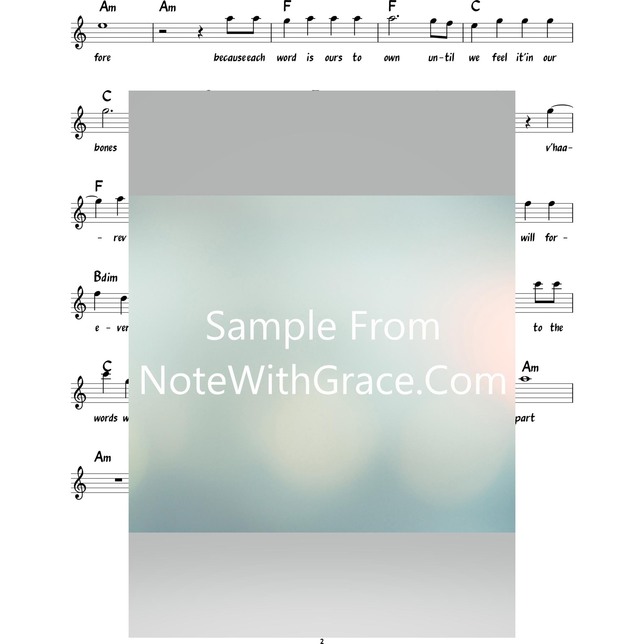 V'haarev Na Lead Sheet (Simchah Leiner/Boruch Levine)-Sheet music-NoteWithGrace.com