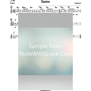 Yomim Lead Sheet (Traditional)-Sheet music-NoteWithGrace.com